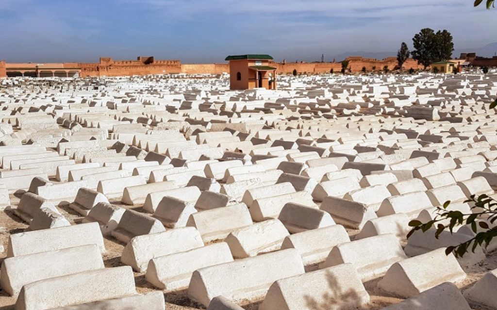 White painted tombs of the Jewish cemetery of marrakech : The Miaara cemetery