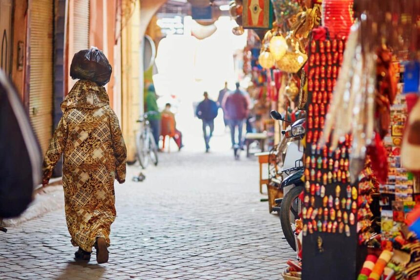 Moroccan Woman Walking in the Souk